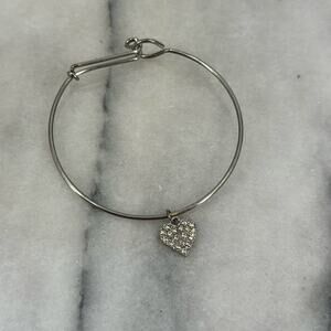 Silver pave heart bracelet